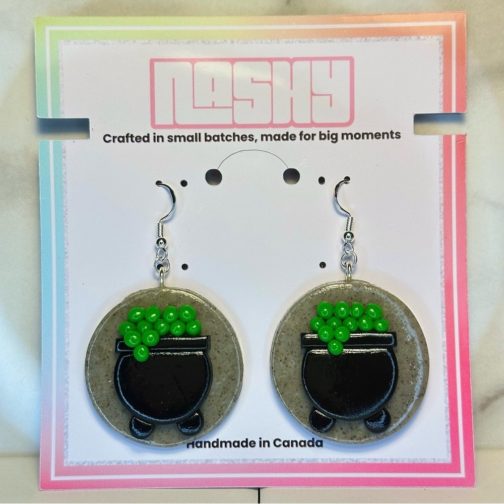Green Witches Cauldron - Handmade Earrings